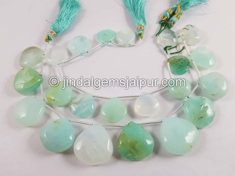 Natural Peruvian Blue Opal Smooth Heart Beads